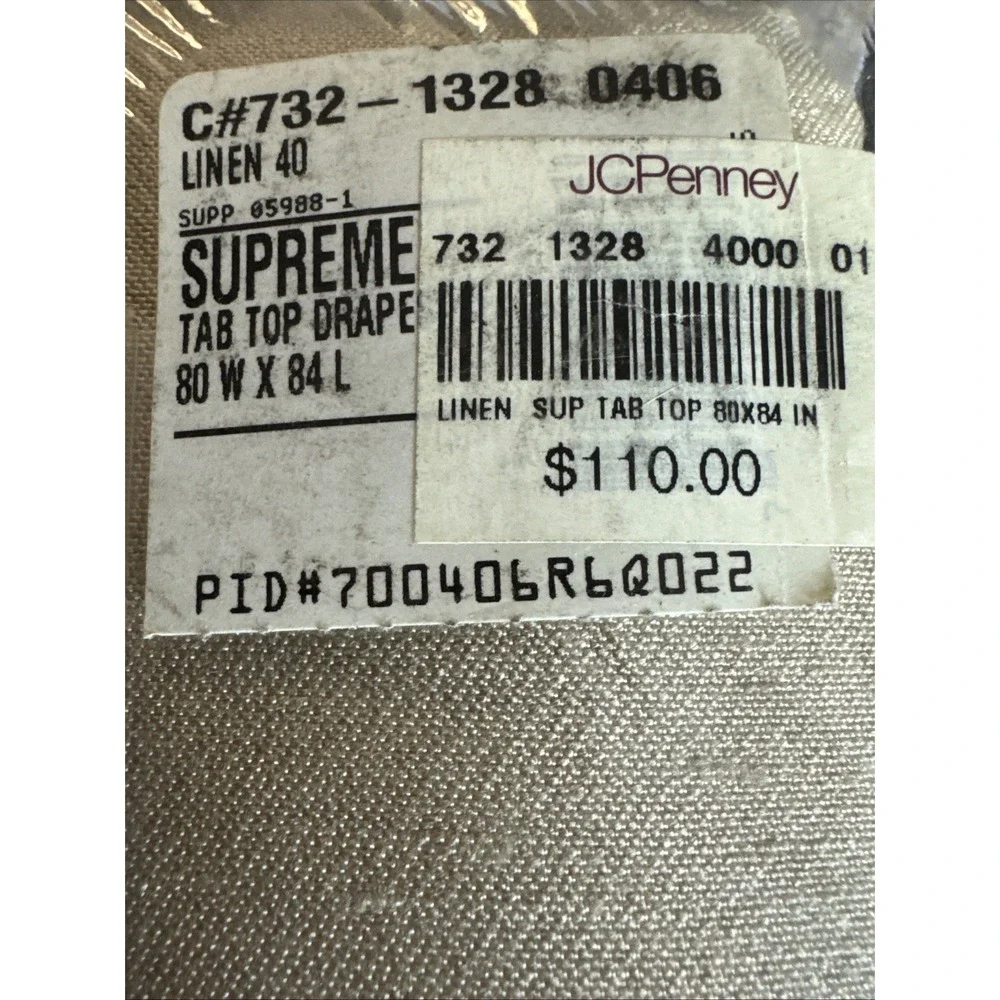 New JC PENNEY Home Collection Supreme One Tab-Top Pair  Linen W80x84L  2004